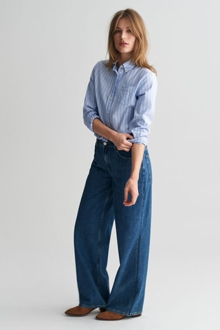 Camisa regular em algodão biológico - Azul-celeste