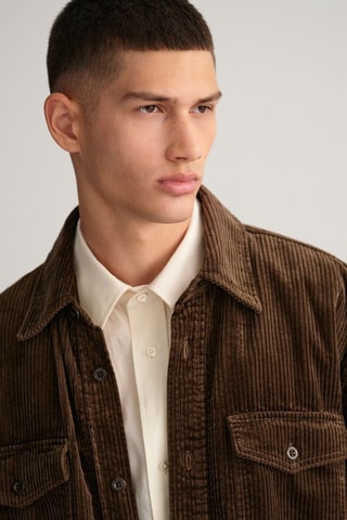 Sobrecamisa em veludo - Castanho-escuro