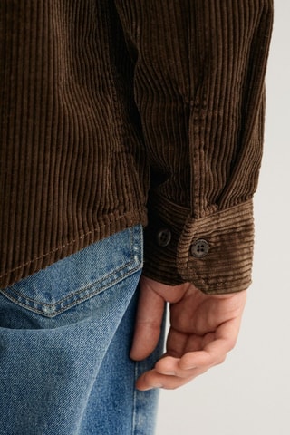 Sobrecamisa em veludo - Castanho-escuro