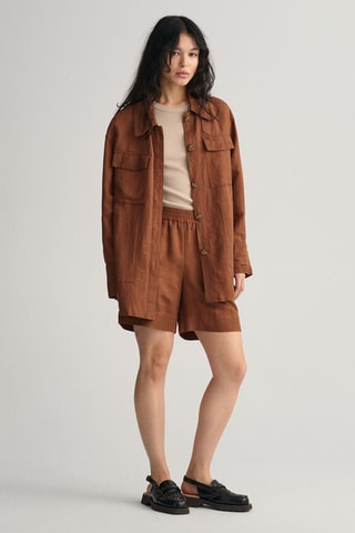 Sobrecamisa relaxed em linho - Castanho