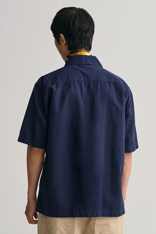 Camisa relaxed em linho - Azul-marinho