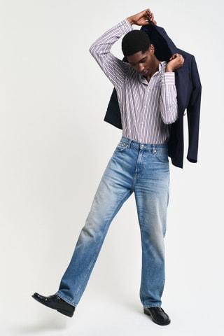 Camisa regular - Branco e bordô