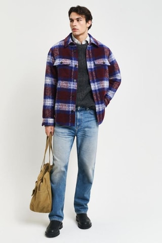 Sobrecamisa regular - Azul e bordô