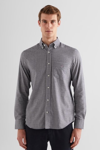 Camisa regular - Cinzento-claro e antracite