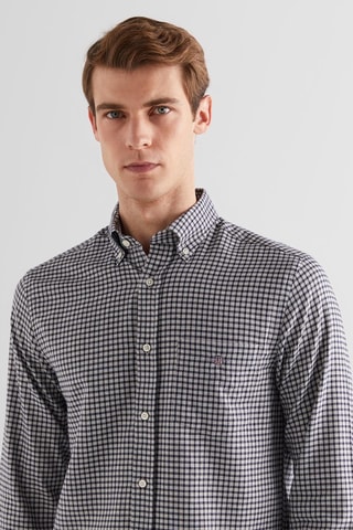 Camisa regular - Cinzento-claro e antracite