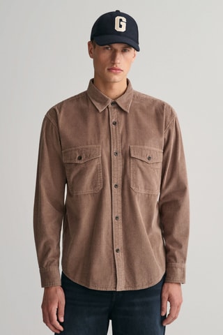 Sobrecamisa em veludo - Castanho