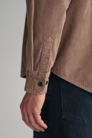 Sobrecamisa em veludo - Castanho