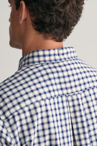 Camisa em algodão biológico - Branco e azul-marinho