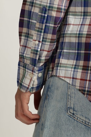 Camisa regular - Azul e bordô