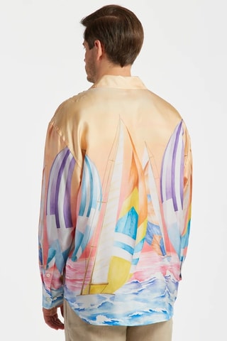 Camisa oversize em seda - Laranja