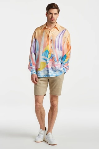 Camisa oversize em seda - Laranja