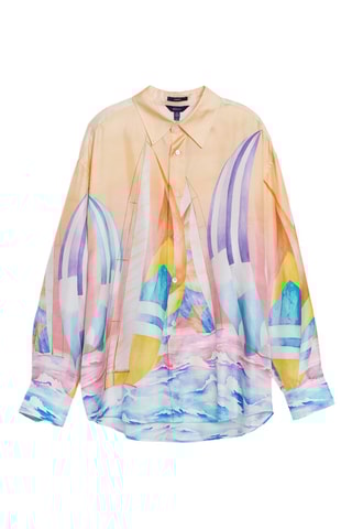 Camisa oversize em seda - Laranja