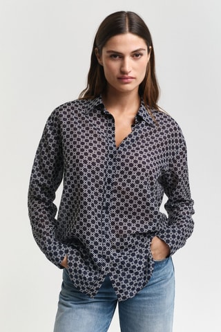 Camisa relaxed em seda - Azul-marinho