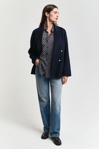 Camisa relaxed em seda - Azul-marinho