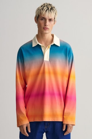 Polo relaxed dip and dye - Azul-pato e laranja