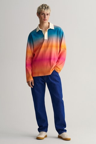 Polo relaxed dip and dye - Azul-pato e laranja