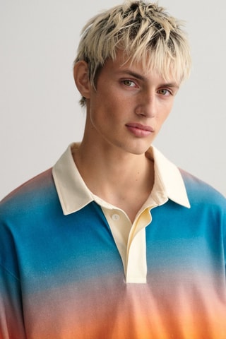 Polo relaxed dip and dye - Azul-pato e laranja