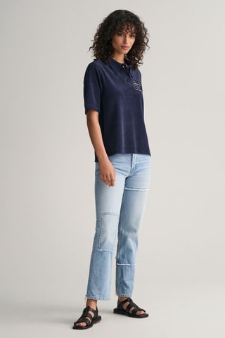 Polo em algodão biológico - Azul-marinho