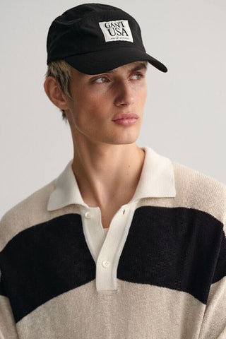 Polo relaxed em linho - Bege e preto