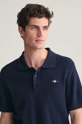 Polo regular em algodão biológico - Azul-marinho