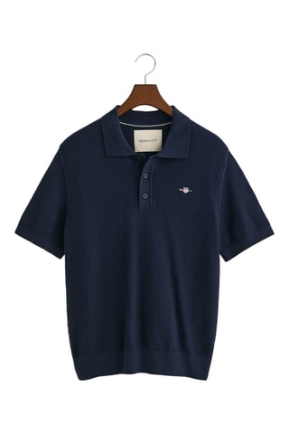 Polo regular em algodão biológico - Azul-marinho