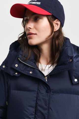 Blusão comprido com capuz - Azul-marinho