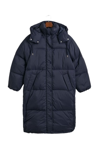 Blusão comprido com capuz - Azul-marinho