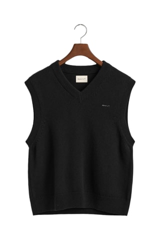 Camisola relaxed em lã sem mangas - Preto