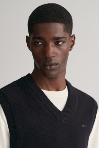 Camisola relaxed em lã sem mangas - Preto