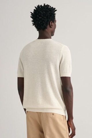 T-shirt regular em linho - Creme
