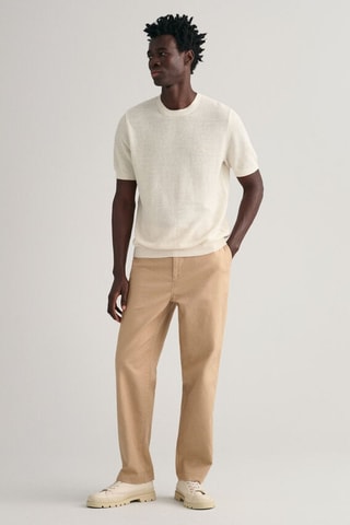 T-shirt regular em linho - Creme