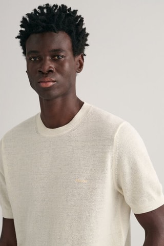 T-shirt regular em linho - Creme