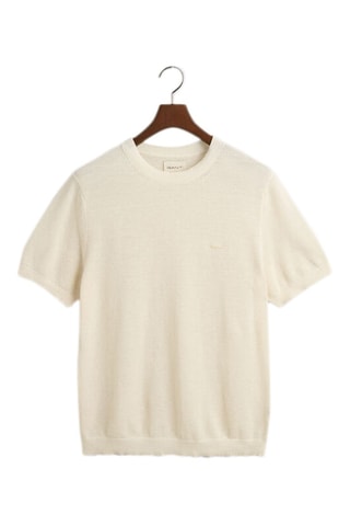 T-shirt regular em linho - Creme