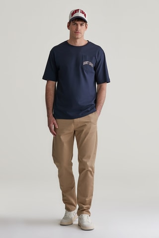 T-shirt em algodão biológico - Azul-marinho e vermelho