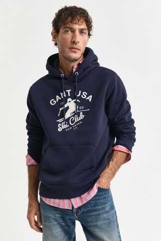 Sweat regular com capuz - Azul-marinho