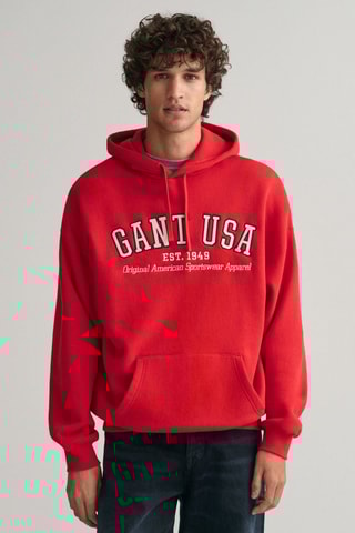 Sweat com capuz relaxed - Vermelho