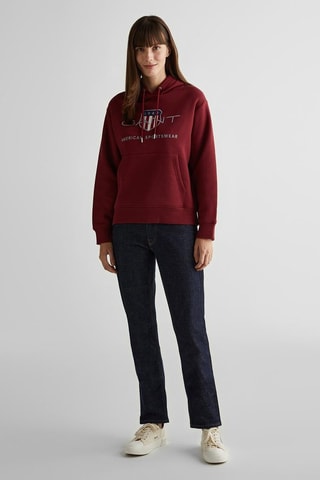 Sweat com capuz relaxed - Bordô