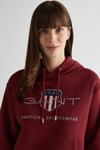 Sweat com capuz relaxed - Bordô