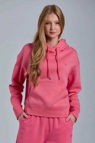 Sweat relaxed em algodão biológico com capuz - Rosa