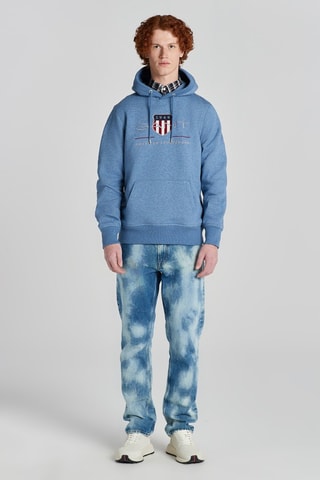 Sweat regular com capuz - Azul-claro