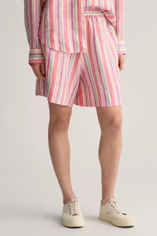 Calções em linho - Rosa-maquilhagem e violeta