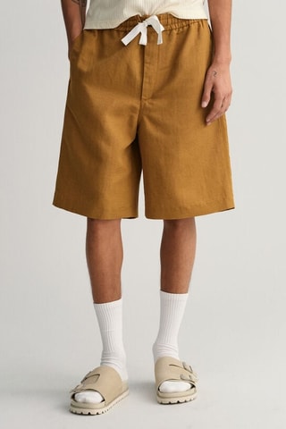 Bermudas de linho - Castanho-claro