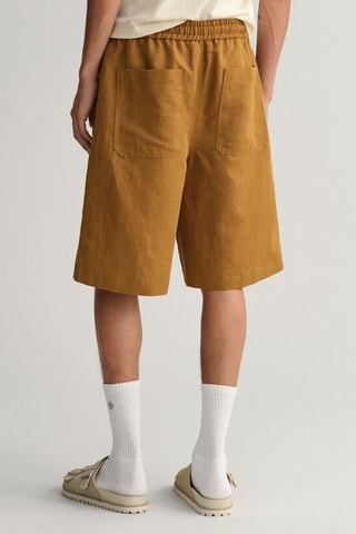 Bermudas de linho - Castanho-claro