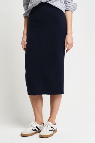 Saia midi em lã e caxemira - Azul-marinho