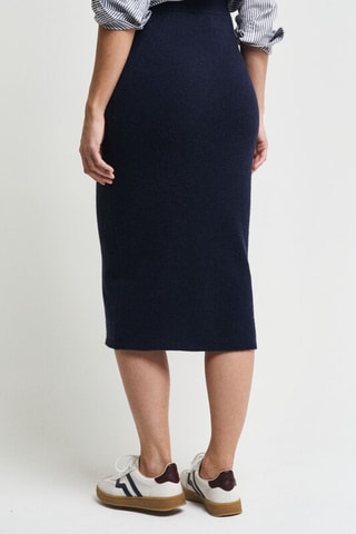 Saia midi em lã e caxemira - Azul-marinho