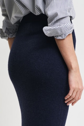 Saia midi em lã e caxemira - Azul-marinho