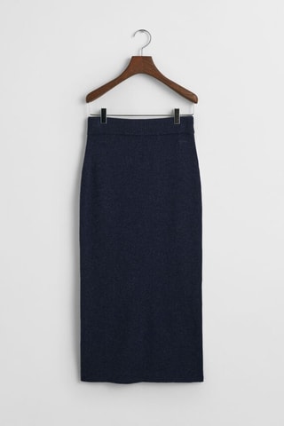 Saia midi em lã e caxemira - Azul-marinho