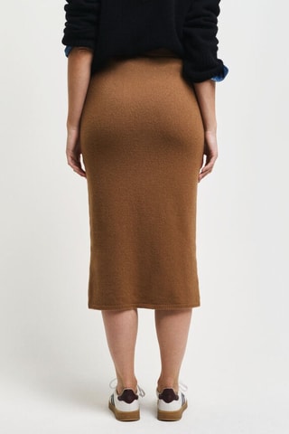 Saia midi em lã e caxemira - Castanho