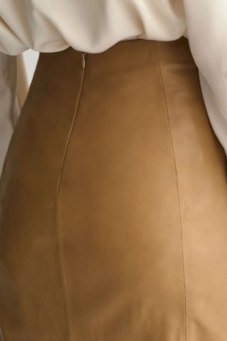 Saia justa de cintura subida midi - Camel