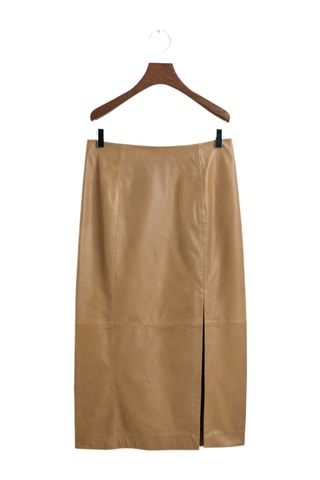 Saia justa de cintura subida midi - Camel